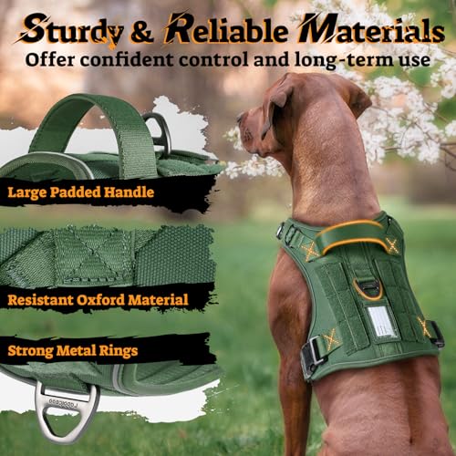 rabbitgoo Tactical Dog Harness for Small Dogs, No Pull Service Pet Vest - color: Green, size: S(Chest:16.1"-31.5",Neck:15.4"-21.6",Back:7.1")