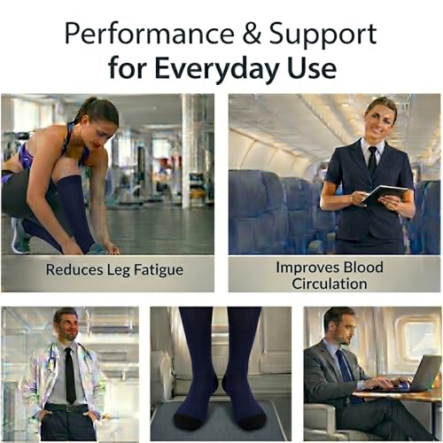 Diamond Star 6 Pairs Compression Socks for Men & Women, Knee High Socks - color: 6 Pairs Navy