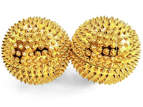 2X Spiky DBT Skill Balls | Magnetic Stress Relief Balls | Spiky Massage Balls for Relaxation, Tension Release, Focus & Mobility (Gold, 2 Inch) - color: Gold, size: 2 inches