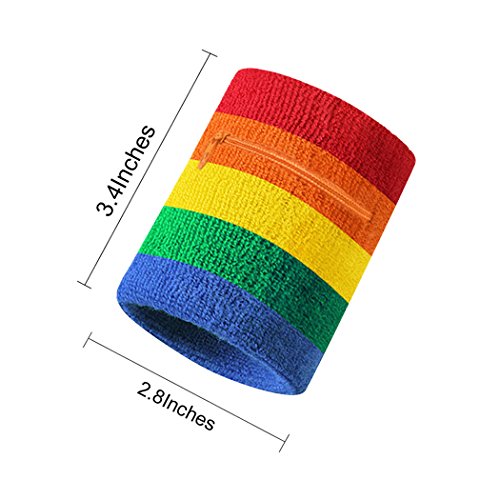 Hoter Sport-Wristband Wrist-Pouch Zipper Wrist-Wallet - Running Tennis Wrist Wallet Thick Solid Color Sweatband Wallet for Keys ID Cards,1PCS/2PCS Pack