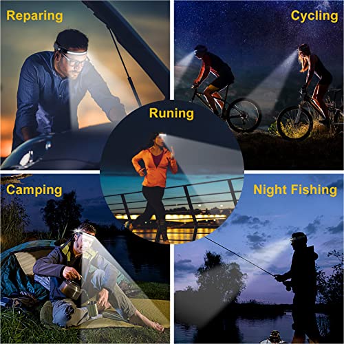 2 Pack LED Headlamp, Rechargeable Motion Sensor Wide Beam Headlight