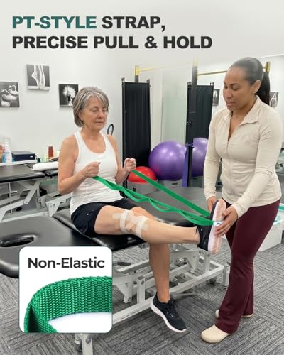 Trideer Stretching Strap with Loops for Physical Therapy,Non-Elastic - color: Green