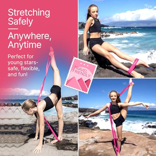 Ballet Stretch Bands Set with Foot Mini Loop, Splits Flexibility Trainer - color: Charm Pink Small