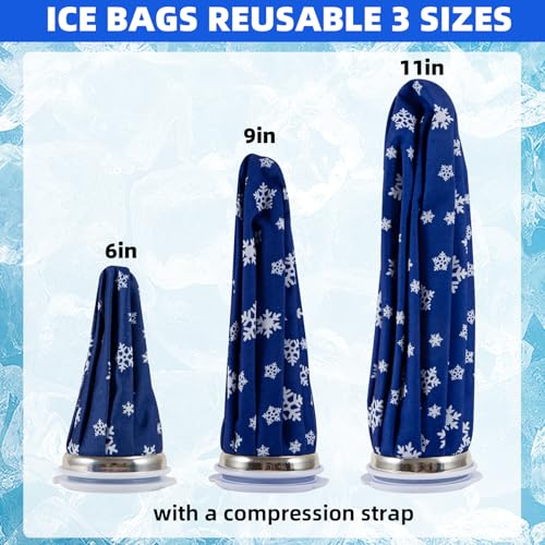 Ice Bags for Injuries Pain Relief, Elastic Breathable Reusable Ice Pack for Hot & Cold Therapies, No-Leak Ice Pack Bag Can Relieve Headaches, Migraines, Sports Injuries Swelling Pain, 3 Sizes