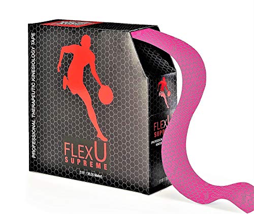 FlexU Kinesiology Tape - Pink, Bulk Pack (140 Pre-Cut Strips, 35m) - Athletic Support Tape for Knee, Shoulder & Wrist - Waterproof, Latex-Free, Hypoallergenic - color: Pink Pre-cut