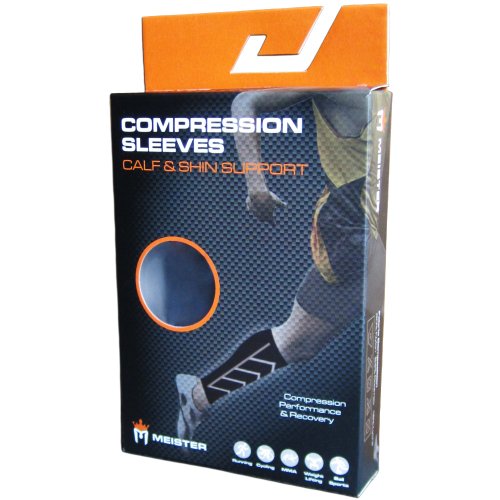 Meister 20-25mmHg Compression Running Leg Sleeves for Shin Splints (Pair) - color: Black, size: X-Large