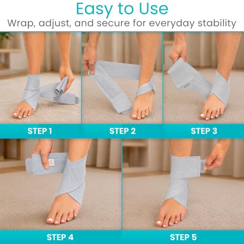 Vive Ankle Wrap (2 Pack) - Strap Heel Brace Stabilizer for Sprained Foot - color: Gray