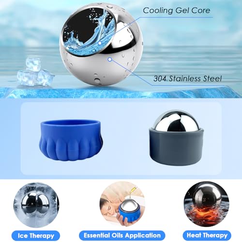 Massage Ice Roller Ball Cold & Heat Therapy Pain Relief Myofascial Release - color: Blue
