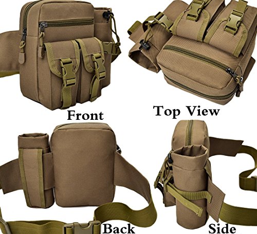 Hiking Waist Fanny Pack With Water Bottle Holder Running Waist Hip Belt Bag Motorcycle Bike Pouch Shoulder Bag - color: Army Green Camouflage