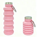 YCT Collapsible Water Bottle 17oz（500ml），Travel Portable Sport Water Bottle，Reusable Silicone Foldable Water Bottles for Gym Camping Hiking (Pink) - color: Pink