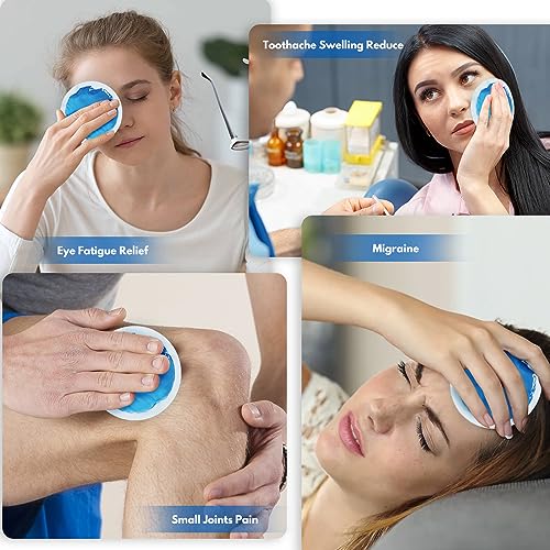 Soft Ice Pack/Small Ice Packs for Injuries Reusable, Small Round Gel Hot & Cold Compress (12 Pack) for Pain Relief, Toothache, Surgery Recovery - Soothing Gel with Sleeve - Blue - size: 12 Count (Pack of 1)