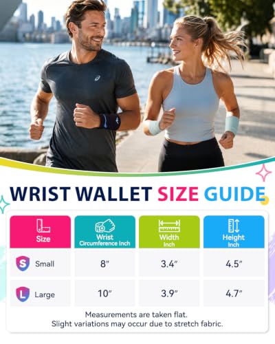 NEWZILL Wrist Wallet Wristband with Zipper for Men & Women, Cotton - color: White, size: Small