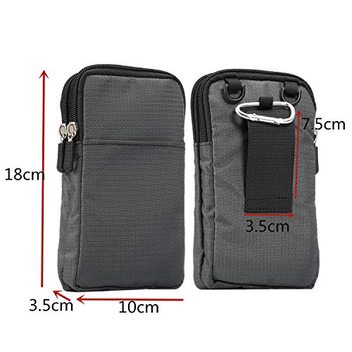 Cellphone Belt Clip Holster Men, Nylon Crossbody Cell Phone Purse, 6.9" Cellphone Belt Case Holder Mens Smartphone Belt Loop Pouch Zipper Pockets for iPhone 17 16 15 14 13 Pro Max Case 7 8 Plus, Black - color: Black 6.9 Inch (10*18*3.5 CM)