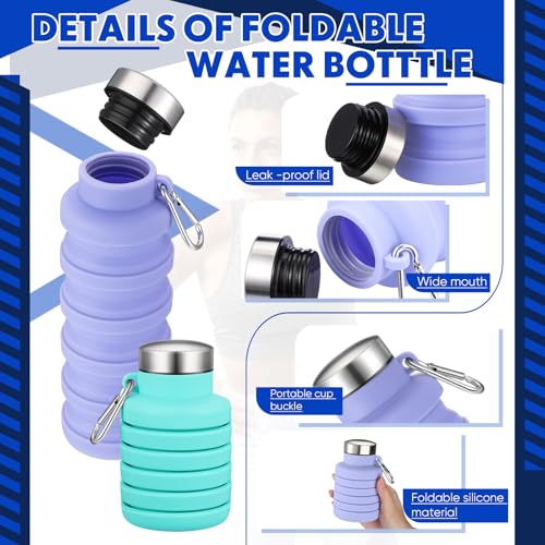Baderke 2 Pcs Collapsible Water Bottles, 17oz, Green, Purple - color: Green, Purple