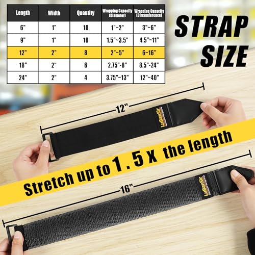 LuBanSir Cinch Straps, 2" x 12" (8 Pack) for Extension Cords Organization - size: 2"x12" - 8 Pack