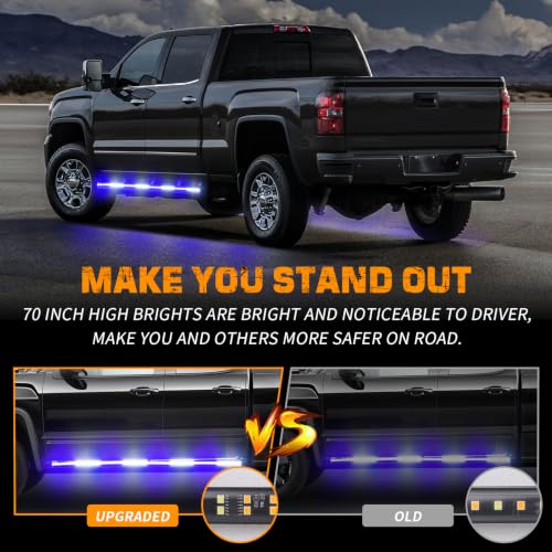 XRIDONSEN 2 Pack 70-Inch Running Board Lights 864 LED Strobe Light Strip - color: Blue/White