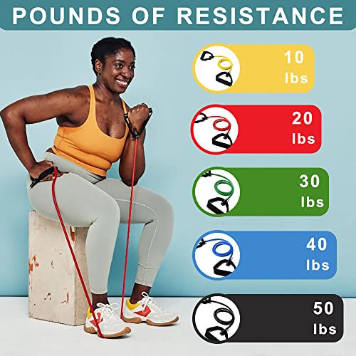 Resistance Bands with Handles, Exercise Bands with Handles, Door Anchor - color: Green-30lbs