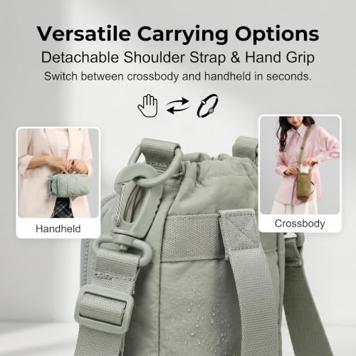 Water Bottle Holder with Strap, Crossbody Sling Bag for Walking Hiking - color: Khaki