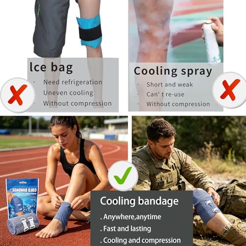 Menthol Cold Compression Wrap, Reusable Ice Tape for Muscle & Joint Support, Cotton Cooling Bandage with Adjustable Buckle for Post-Workout Relief & Outdoor Preparedness