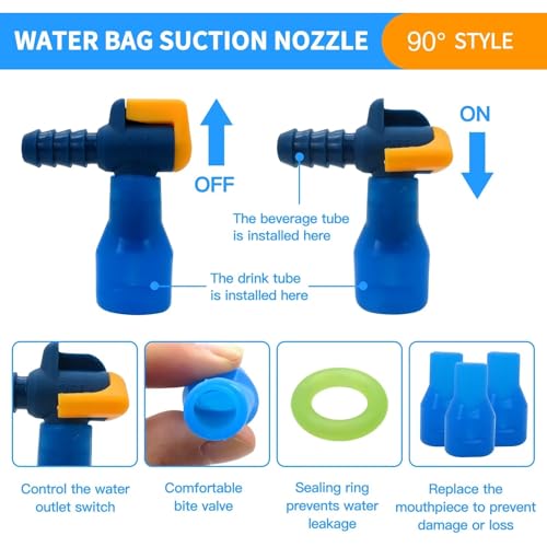 Professional 4 Pack Bite Valve Replacement 90 Degree Silicone Mouthpiece Compatible for Most Hydration Bladders, for Camelback
