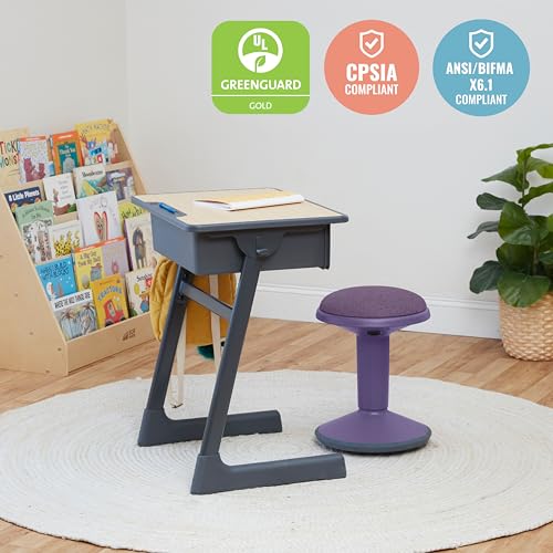 ECR4Kids Sitwell Wobble Stool with Cushion, Adjustable Height, Active Seating, Eggplant - color: Eggplant