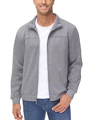 MAGCOMSEN Men's Track Jackets Lightweight Full-Zip Casual - color: Light Grey, size: Small