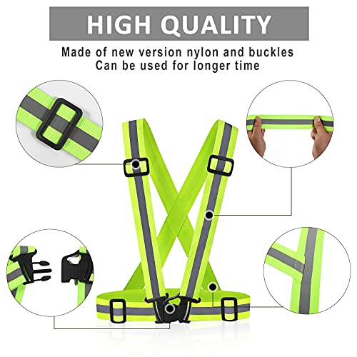 Reflective Vest - Running Vest Reflector, Reflective Running Vest with Safety Straps, High Visibility Reflector - color: D-10pcs Green Vests