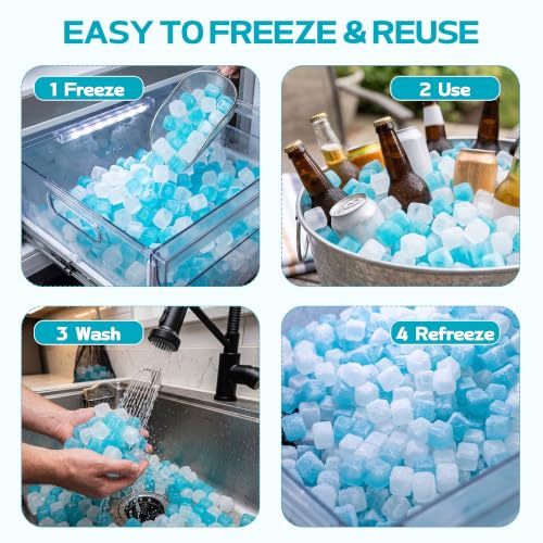 720-Pack Reusable Ice Cubes for Coolers & Drinks Refreezable 22 lb