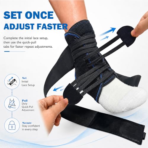 Ankle Brace, Figure 8 Lace Up Stabilizer with Side Support Pads - size: Large