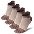 VWELL Cotton Toe Socks Five Finger Socks No Show Crew Athletic Running Socks 4 Pairs,Size 7-11 - color: Coffee