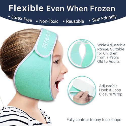 ZNÖCUETÖD Wisdom Teeth Ice Pack Face Head Wrap for Wisdom Teeth Removal Toothache Pain Relief, TMJ, Jaw Ice for Face Oral Surgery, Dental Implant with 4 Reusable Hot Cold Gel Packs (Mint Green) - color: Mint Green With 4 Ice Packs