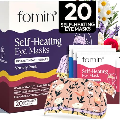 Fomin Steam Eye Mask - 20 Pack - Variety Pack - Self Heating Warm Compress for Dry Eyes, Puffy Eyes & Dark Circles, Disposable Sleep Mask for Home, Spa, Travel Essentials & Relaxation Gifts for Women - color: Variety Pack
