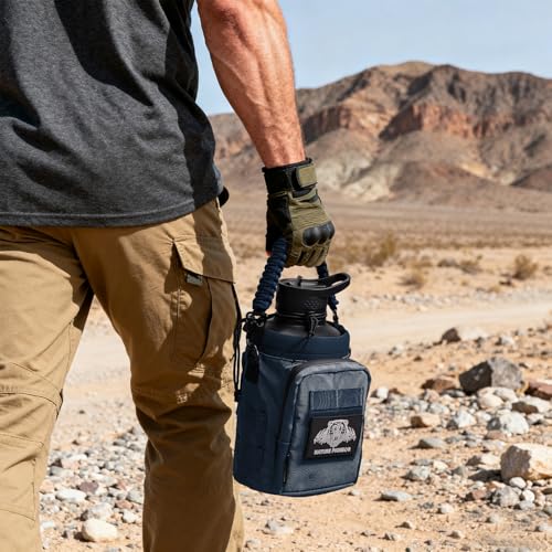 NATURE PIONEOR 32 64 128oz Tactical Water Bottle Pouch, MOLLE Bottle Holder - color: Deep Blue, size: 64OZ