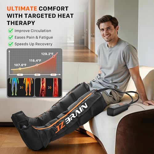 Air Compression Boots Leg Massager: Sequential Full-Leg Recovery with Heat, 6 Modes & 11 Intensities for Post‑Workout Relieve & Daily Relaxation for Athletes, Fitness Users (Large) - size: Large