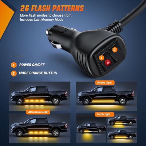 Nilight 2PCS 70 Inch Running Board LED Lights Strip Amber for Truck - color: Amber