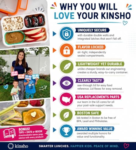 kinsho Lunch Boxes for Kids Boys Girls - Bento Box Set of 2, with Insulated Bag & Ice Pack, 6 Compartment Leak Proof Container, BPA-Free, Microwave Safe, Ideal for School & Work, Blue & Pink - color: Blue + Pink