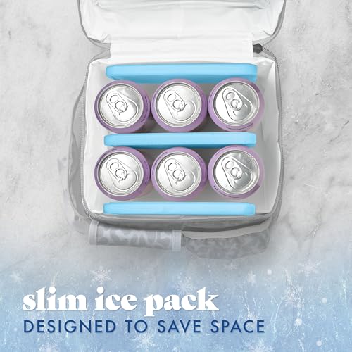 Cool Coolers by Fit & Fresh 4 Pack XL Slim Ice Packs, Quick Freeze Space Saving Reusable Ice Packs for Lunch Boxes or Coolers - color: Blue (4 Pack)