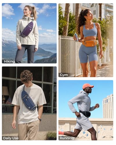2.5L Fanny Pack for Women Men, RFID Blocking Crossbody Belt Bag, Blue - color: Blue