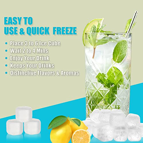 Reusable Ice Cubes for Drinks, 20 Pack Refreezable Plastic Ice Cubes BPA Free, Chills Drinks Without Diluting, Washable Fake Ice Cubes for Cocktails, Wine, Beer or Coffee Easy To Use - color: White-20Pack