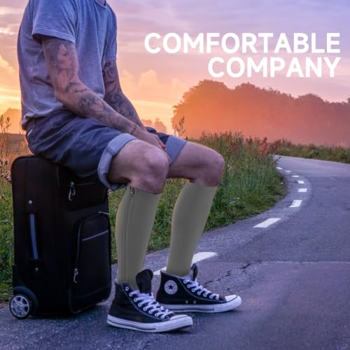 bropite Zipper Compression Socks Women & Men - 2Pairs Calf Knee High 15-20mmHg Open Toe Compression Stocking suit for Walking - color: E-gray-open, size: Large-x-large