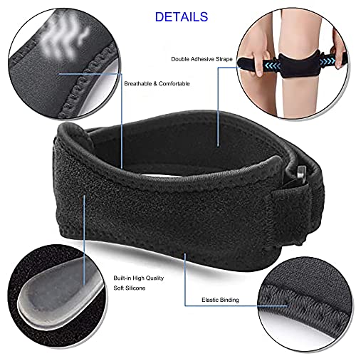 Patella Tendon Knee Strap,Knee Pain Relief for Torn Meniscus ACL MCL Arthritis Tendonitis, Weightlifting Running Cycling Basketball Mountaineering HX1011 (One Size, Black)