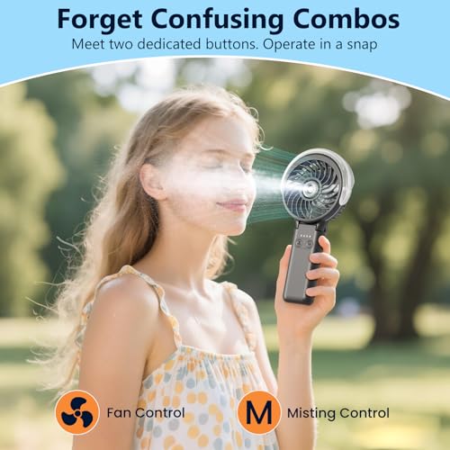HandFan 5200mAh Upgraded Personal Misting Fan, Rechargeable Handheld Mister Fan, Spray Water Mist Fans, Portable Cooling AC, Electric Mini Hand Fans for Beach Travel Outdoors(Black) - color: Black