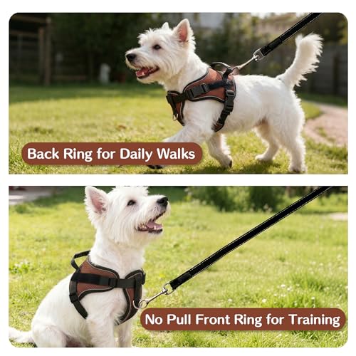 AIITLE No-Pull Dog Harness Reflective Mesh Vest Adjustable, Brown L - color: Brown, size: L