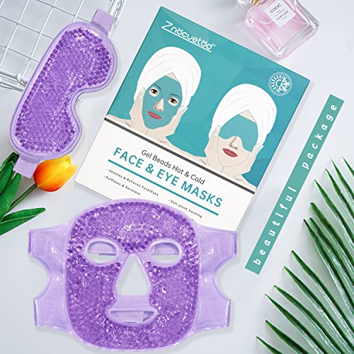 ZNÖCUETÖD Cooling Mask Ice Pack for Face Eye, Hot Cold Compress for Face - color: Purple-#2