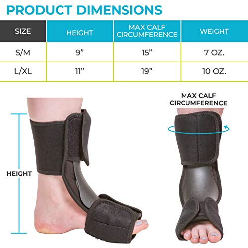 BraceAbility Dorsal Night Splint | Plantar Fasciitis Pain Relief, Foot Drop Brace for Sleeping, and Achilles Tendon Stretcher Boot for Nighttime Ankle Dorsiflexion (L/XL) - size: Large/X-Large (Pack of 1)