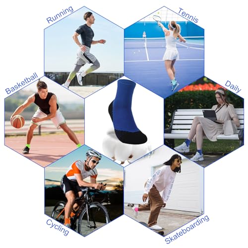 NIcool Cycling Socks For Men, 1/3 Pairs Bright Seamless Compression Running Crew Socks Youth Cushioned Tennis Quarter Socks - color: 3 Pairs Green & Royal Blue & White