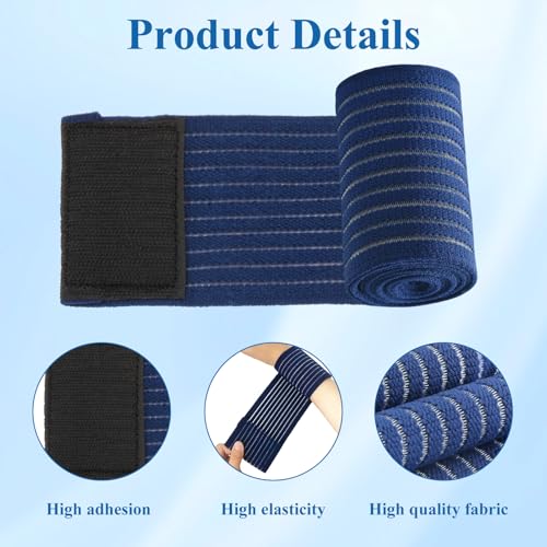 4-Pack Ice Pack Straps,35.5"x3"Elastic Ice Pack Wrap Holder with Hook&Loop - color: Blue