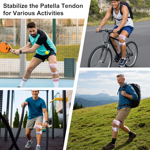 NuCamper Patellar Tendon Support Strap, Adjustable Patella Band Knee Brace for Men & Women Relief Knee Pain, Patella Stabilizer Knee Straps for Running, Basketball, Tendonitis, Jumpers Knees Pink - color: Pink