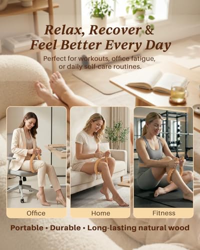 Wooden Lymphatic Drainage Cellulite Lipedema Massager for Leg Thigh Calf - size: Leg Bead Massager
