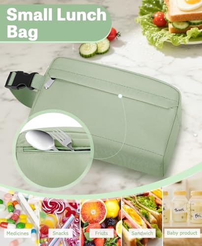 Small Lunch Bag, Freezable Snack Bag for Kids, Mini Lunch Box - color: Green